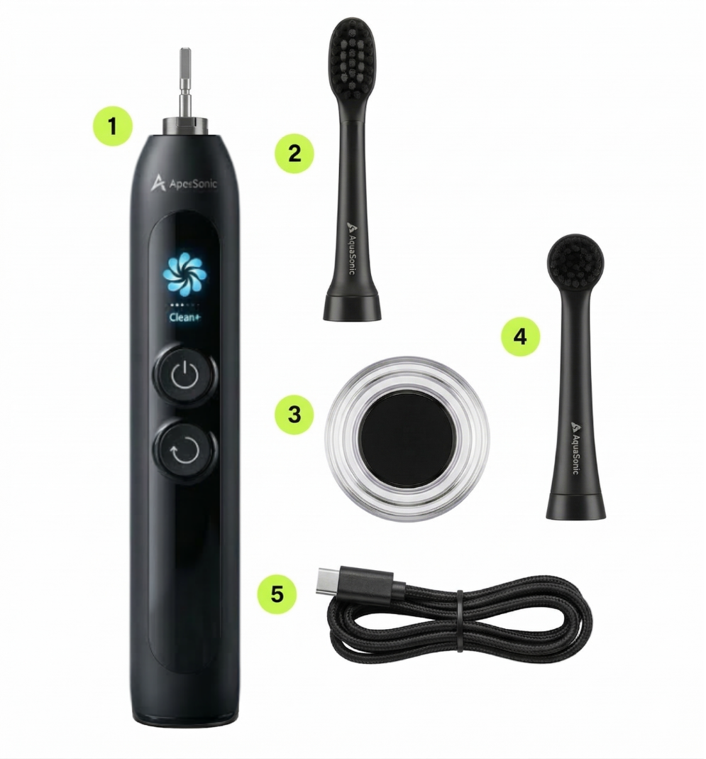 ApexSonic 3-in-1 Electric Toothbrush — Sonic + Oscillation + Sweeping | Rechargeable, LCD Display, 30-Day Battery, IPX7 Waterproof